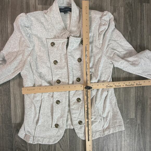 Tommy Hilfiger Gray Crest Button Front Jacket Pullover Logo Coat - Picture 6 of 6